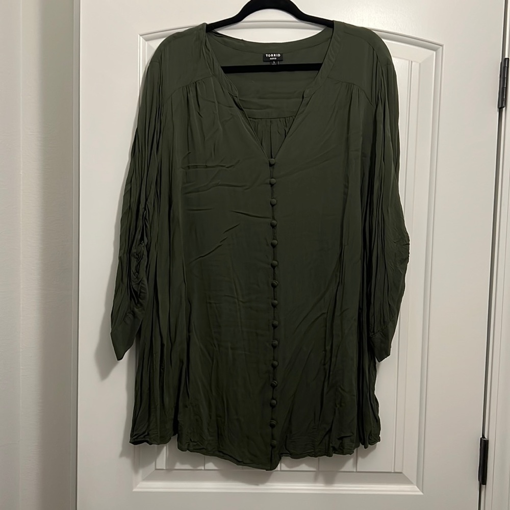 Torrid Army Green Button Down Shirt